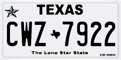 TX license plate CWZ7922