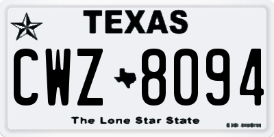 TX license plate CWZ8094