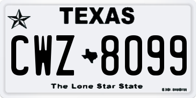 TX license plate CWZ8099