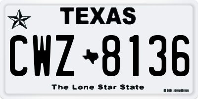 TX license plate CWZ8136