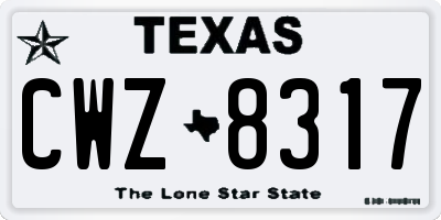 TX license plate CWZ8317