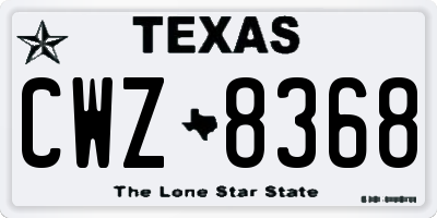 TX license plate CWZ8368