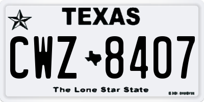 TX license plate CWZ8407