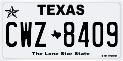 TX license plate CWZ8409