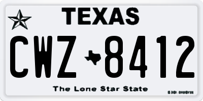 TX license plate CWZ8412