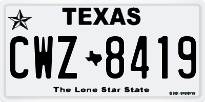 TX license plate CWZ8419