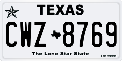 TX license plate CWZ8769