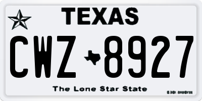 TX license plate CWZ8927