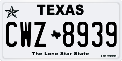 TX license plate CWZ8939