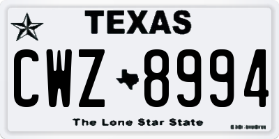 TX license plate CWZ8994