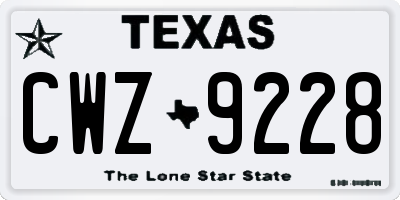 TX license plate CWZ9228