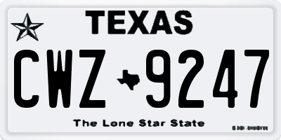 TX license plate CWZ9247