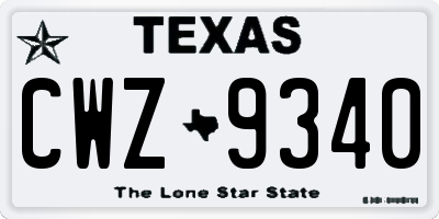 TX license plate CWZ9340