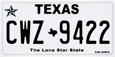 TX license plate CWZ9422