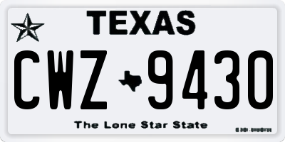 TX license plate CWZ9430