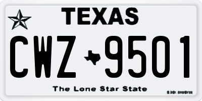 TX license plate CWZ9501
