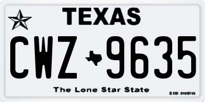 TX license plate CWZ9635
