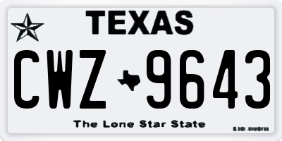 TX license plate CWZ9643