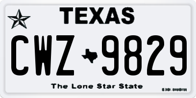 TX license plate CWZ9829