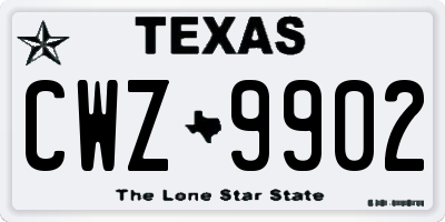 TX license plate CWZ9902