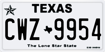 TX license plate CWZ9954