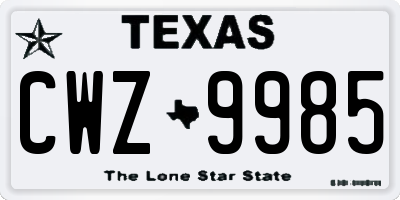 TX license plate CWZ9985