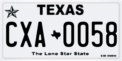 TX license plate CXA0058