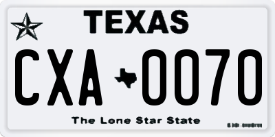 TX license plate CXA0070