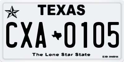 TX license plate CXA0105