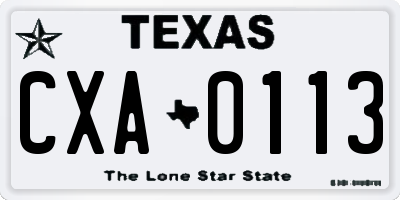 TX license plate CXA0113