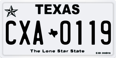 TX license plate CXA0119