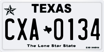 TX license plate CXA0134