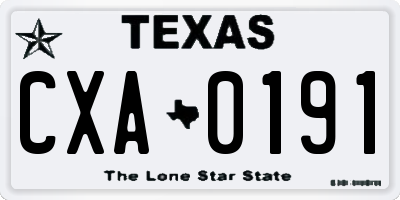 TX license plate CXA0191