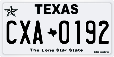 TX license plate CXA0192