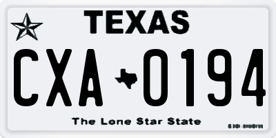 TX license plate CXA0194