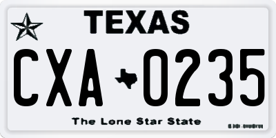 TX license plate CXA0235