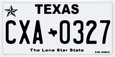 TX license plate CXA0327