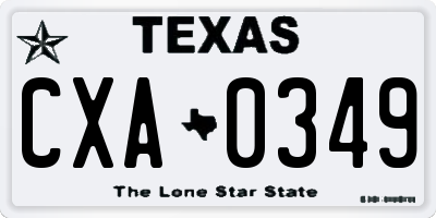 TX license plate CXA0349