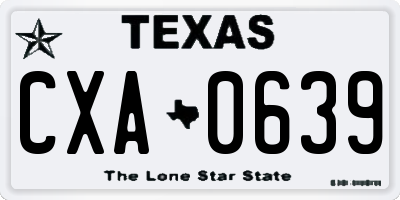 TX license plate CXA0639