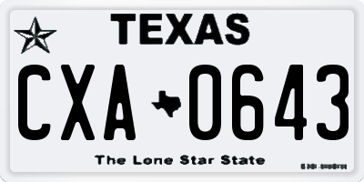 TX license plate CXA0643