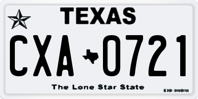 TX license plate CXA0721