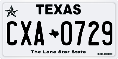 TX license plate CXA0729