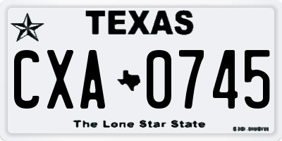 TX license plate CXA0745