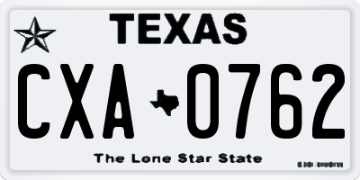 TX license plate CXA0762
