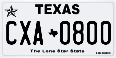 TX license plate CXA0800