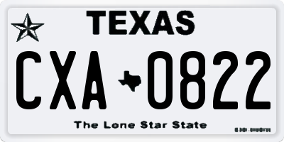 TX license plate CXA0822