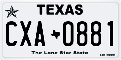 TX license plate CXA0881