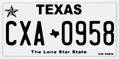 TX license plate CXA0958