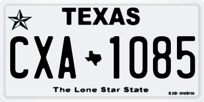 TX license plate CXA1085