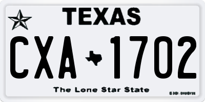 TX license plate CXA1702